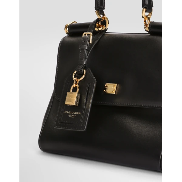 Black Dolce & Gabbana Small My Sicily handbag in plongé calfskin, view 4 | Totes & Top-Handle Bags