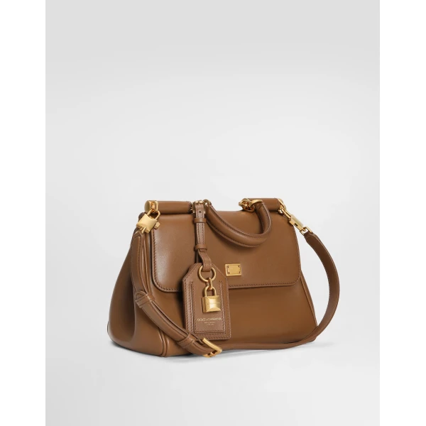 Brown Dolce & Gabbana Small My Sicily handbag in plongé calfskin, view 2 | Totes & Top-Handle Bags