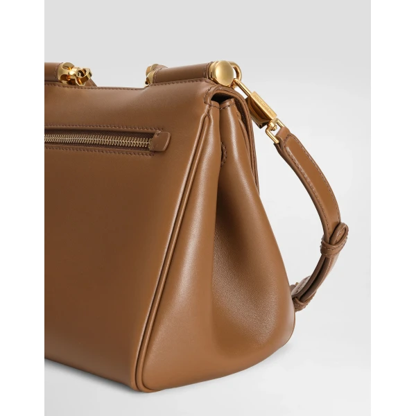 Brown Dolce & Gabbana Small My Sicily handbag in plongé calfskin, view 4 | Totes & Top-Handle Bags