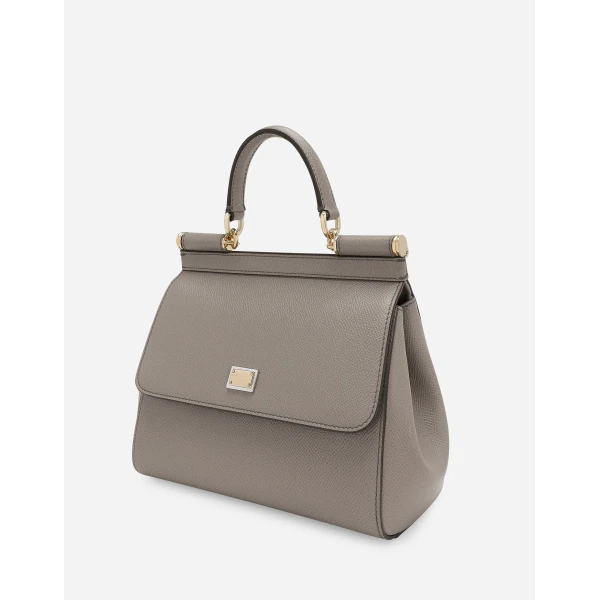 Beige Dolce & Gabbana Small Sicily handbag in dauphine calfskin, view 5 | Totes & Top-Handle Bags