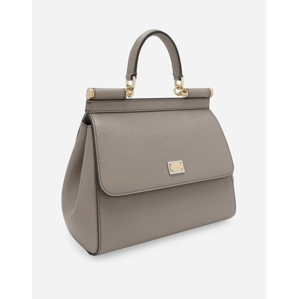 Beige Dolce & Gabbana Small Sicily handbag in dauphine calfskin, view 6 | Totes & Top-Handle Bags