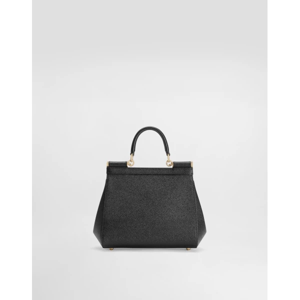 Black Dolce & Gabbana Small Sicily handbag in dauphine calfskin, view 4 | Totes & Top-Handle Bags
