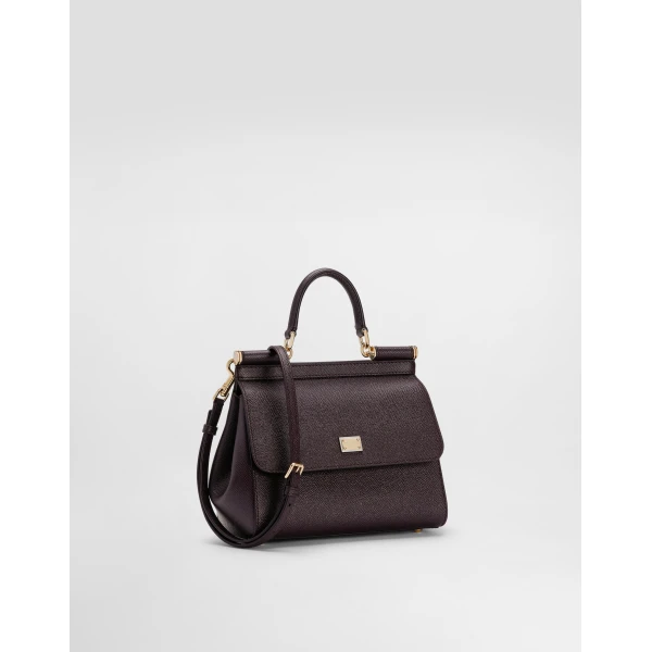 Bordeaux Dolce & Gabbana Small Sicily handbag in dauphine calfskin, view 3 | Totes & Top-Handle Bags