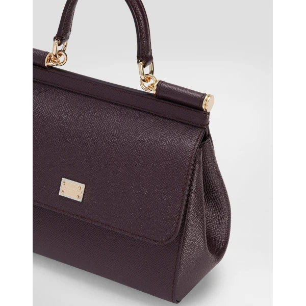 Bordeaux Dolce & Gabbana Small Sicily handbag in dauphine calfskin, view 6 | Totes & Top-Handle Bags