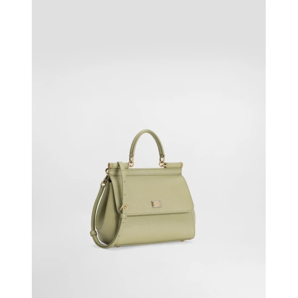 Green Dolce & Gabbana Small Sicily handbag in dauphine calfskin, view 3 | Totes & Top-Handle Bags