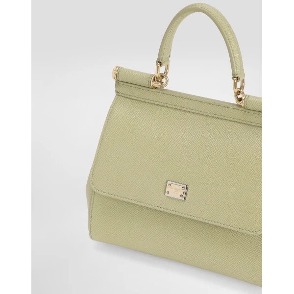 Green Dolce & Gabbana Small Sicily handbag in dauphine calfskin, view 6 | Totes & Top-Handle Bags