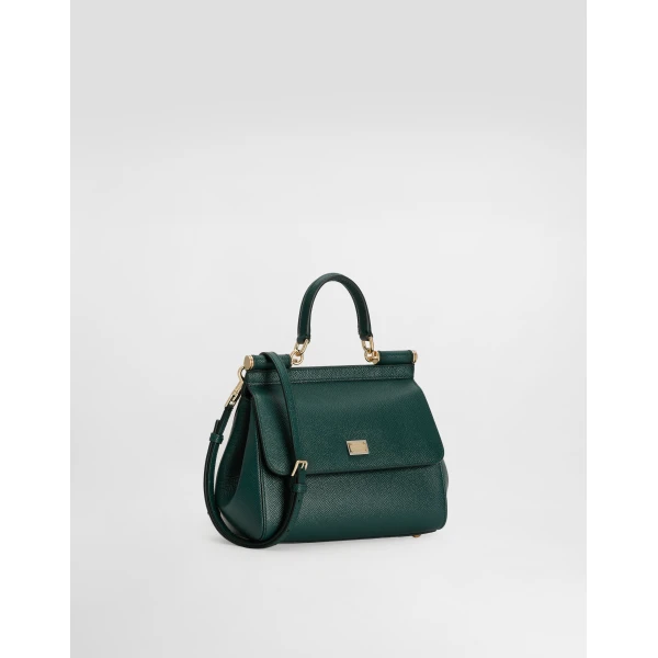 Green Dolce & Gabbana Small Sicily handbag in dauphine calfskin, view 3 | Totes & Top-Handle Bags