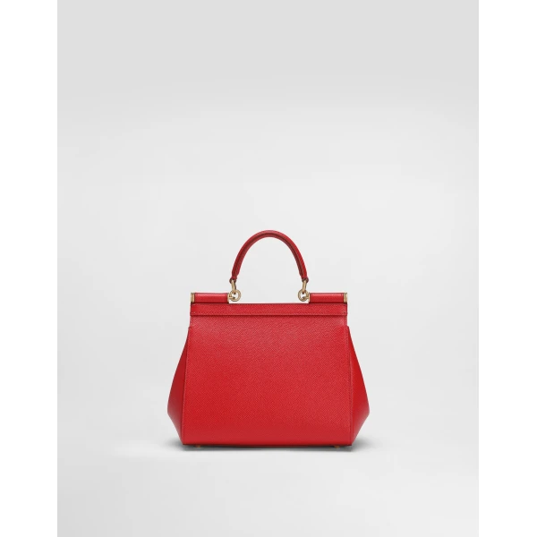 Red Dolce & Gabbana Small Sicily handbag in dauphine calfskin, view 4 | Totes & Top-Handle Bags