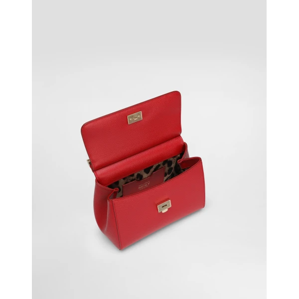 Red Dolce & Gabbana Small Sicily handbag in dauphine calfskin, view 5 | Totes & Top-Handle Bags