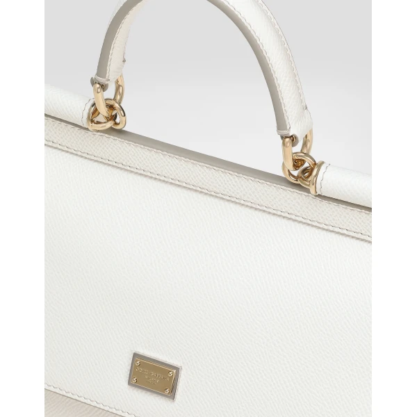 White Dolce & Gabbana Small Sicily handbag in dauphine calfskin, view 6 | Totes & Top-Handle Bags