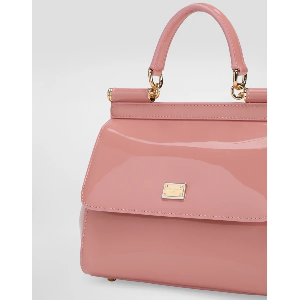 Pink Dolce & Gabbana Small Sicily handbag in patent leather, view 6 | Totes & Top-Handle Bags