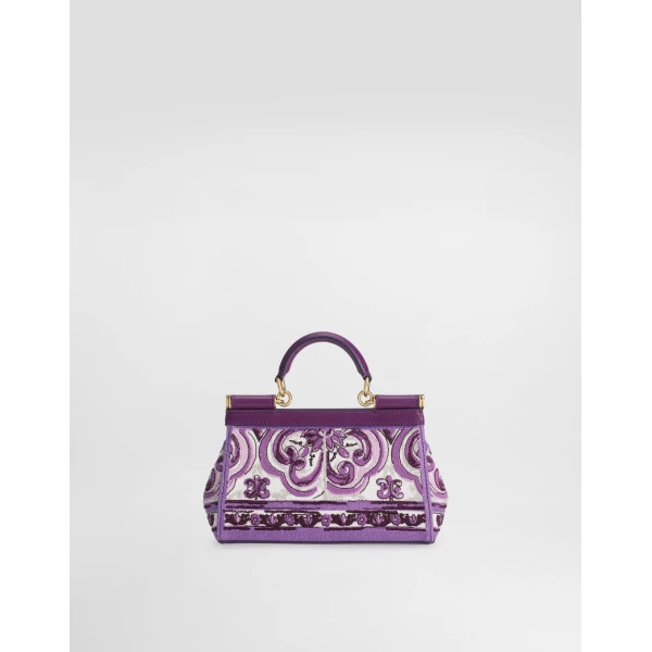 Multicolour Dolce & Gabbana Small Sicily handbag with Majolica embroidery, view 4 | Totes & Top-Handle Bags