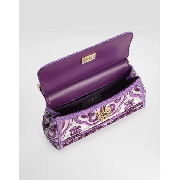 Multicolour Dolce & Gabbana Small Sicily handbag with Majolica embroidery, view 5 | Totes & Top-Handle Bags