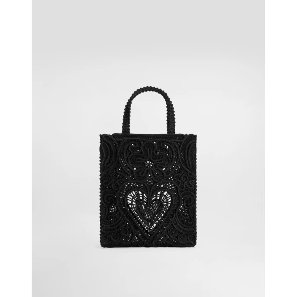 Black Dolce & Gabbana Small cordonetto lace shopper, view 4 | Totes & Top-Handle Bags