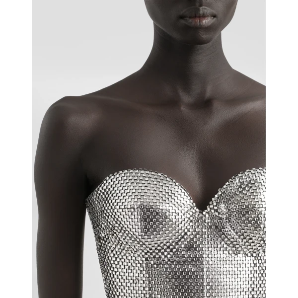 Silver Dolce & Gabbana Strapless mesh dress, view 5 | Dresses