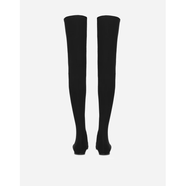 Black Dolce & Gabbana Stretch jersey thigh-high boots, view 3 | Boots