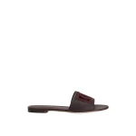 Bordeaux Dolce & Gabbana Suede and dauphine calfskin flat slippers | Flip Flops & Slides