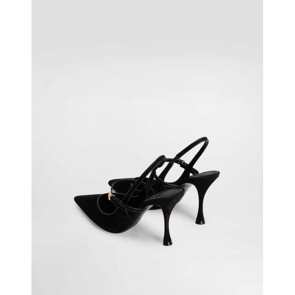 Black Dolce & Gabbana Suede and nappa leather slingback, view 3 | Heels