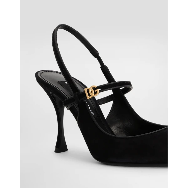 Black Dolce & Gabbana Suede and nappa leather slingback, view 4 | Heels