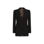 Black Dolce & Gabbana Turlington single-breasted jacket with leopard-print lining | Blazers