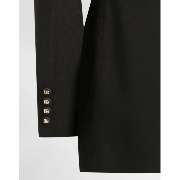 Black Dolce & Gabbana Turlington single-breasted jacket with leopard-print lining, view 5 | Blazers