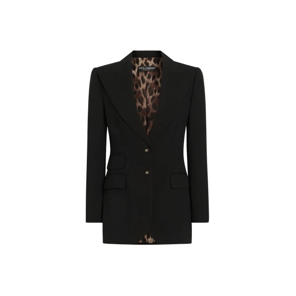 Black Dolce & Gabbana Turlington single-breasted jacket with leopard-print lining | Blazers