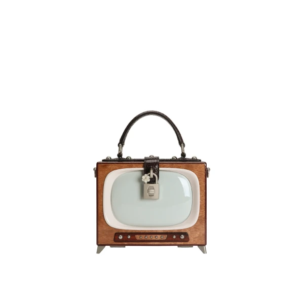 Multicolour Dolce & Gabbana Tv Dolce Box bag in hand-painted wood | Totes & Top-Handle Bags