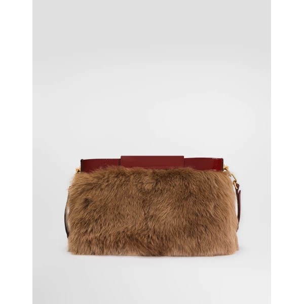 Multicolour Dolce & Gabbana Vittoria fur and calfskin shoulder bag, view 3 | Shoulder & Crossbody Bags