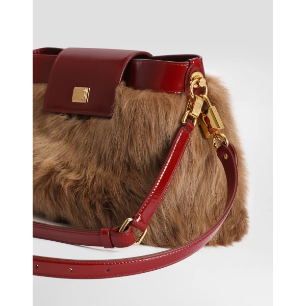 Multicolour Dolce & Gabbana Vittoria fur and calfskin shoulder bag, view 4 | Shoulder & Crossbody Bags