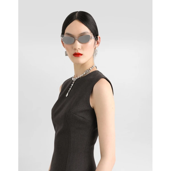 Grey Dolce & Gabbana Woolen calf-length sheath dress, view 4 | Midi Dresses