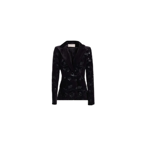 Elie Saab Embroidered Velvet Blazer