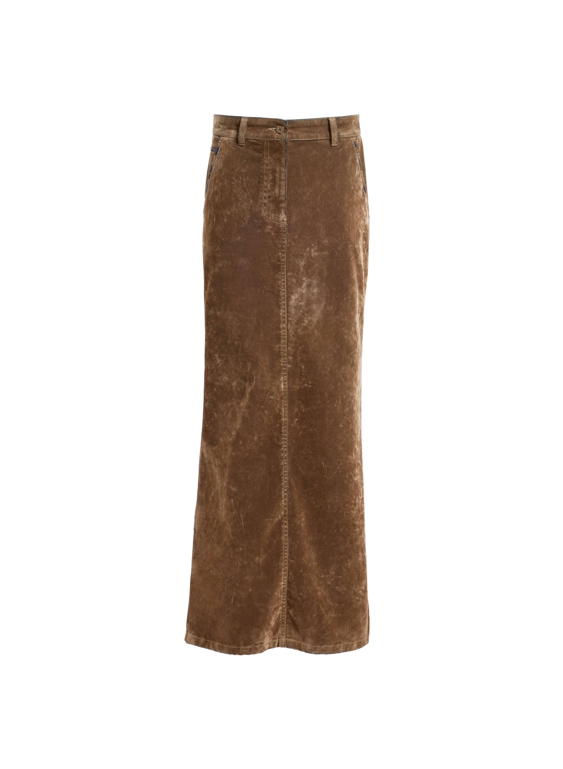 Elie Saab Flocked Denim Long Skirt Elie Saab Flocked Denim Long Skirt
