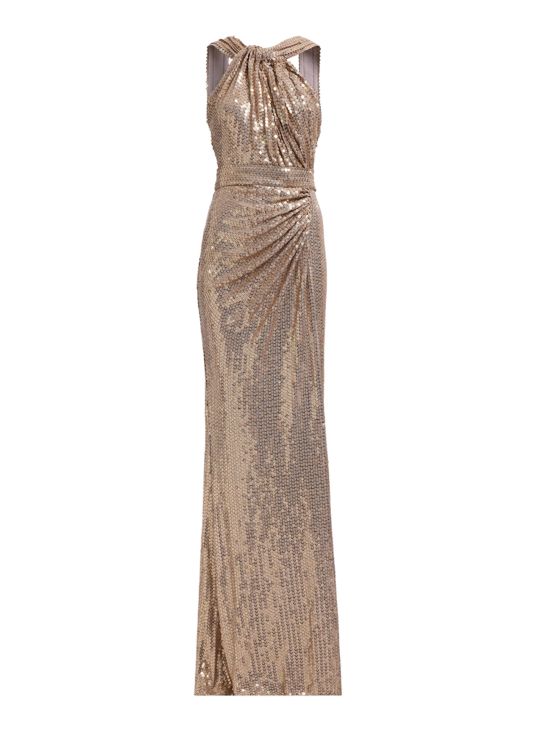 Elie Saab Halter Draped Sequin Dress Elie Saab Halter Draped Sequin Dress