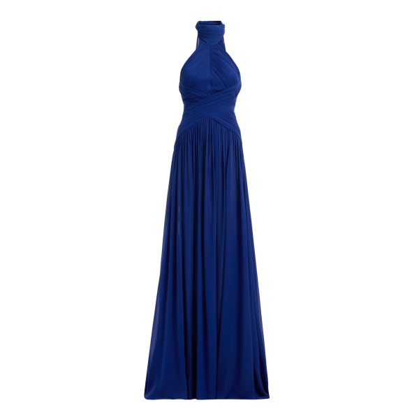 Elie Saab Halter Neck Draped Silk Dress