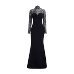Elie Saab High Neck Cady with Lace Dress