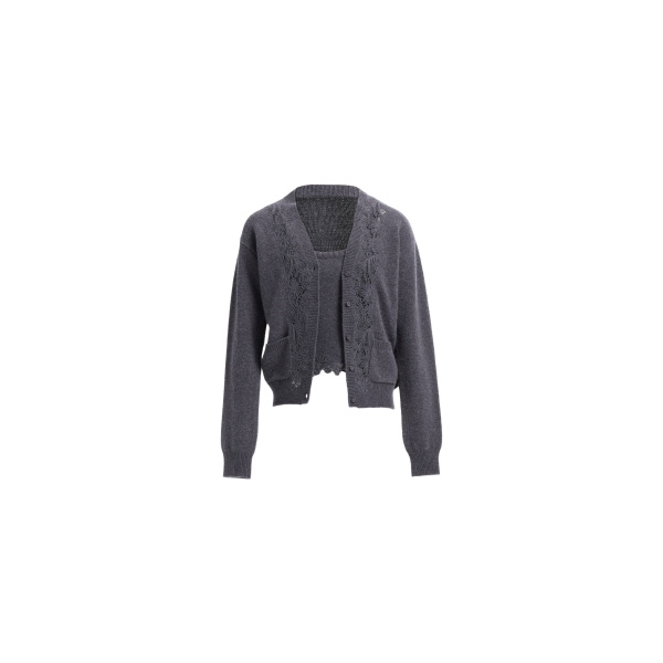 Elie Saab Knit & Lace Trim Twin Set
