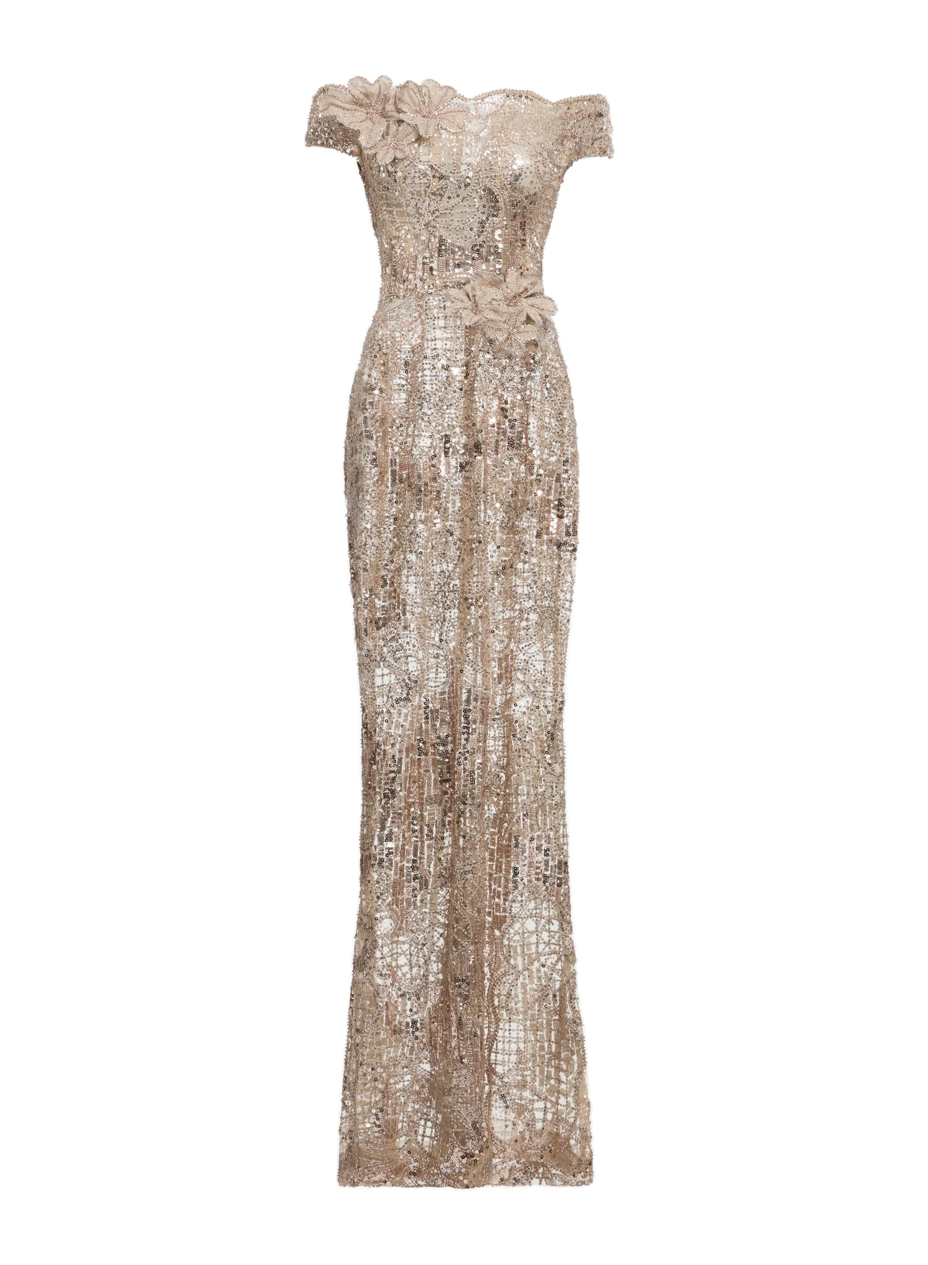Elie Saab Off-the-Shoulder Sequin Embroidered Dress Elie Saab Off-the-Shoulder Sequin Embroidered Dress