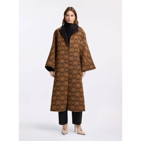 Elie Saab Reversible Monogram Wool Coat