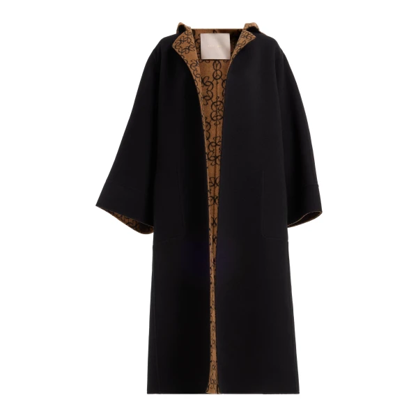 Elie Saab Reversible Monogram Wool Coat