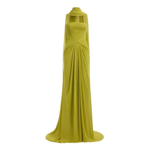 Strapless Silk Long Dress