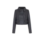 Emilia Wickstead Aelin Jacket in Black Grain Leather | Luxury Shoes 