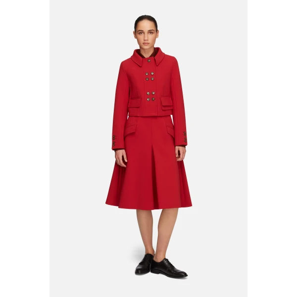 Emilia Wickstead Aelin Jacket in Red Birdseye Suiting | Jackets | Luxury Shoes 