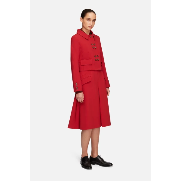 Emilia Wickstead Aelin Jacket in Red Birdseye Suiting | Jackets | Luxury Shoes 