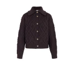 Emilia Wickstead Barney Cardigan in Chocolate Brown Cashfeel Melange | Luxury Shoes 