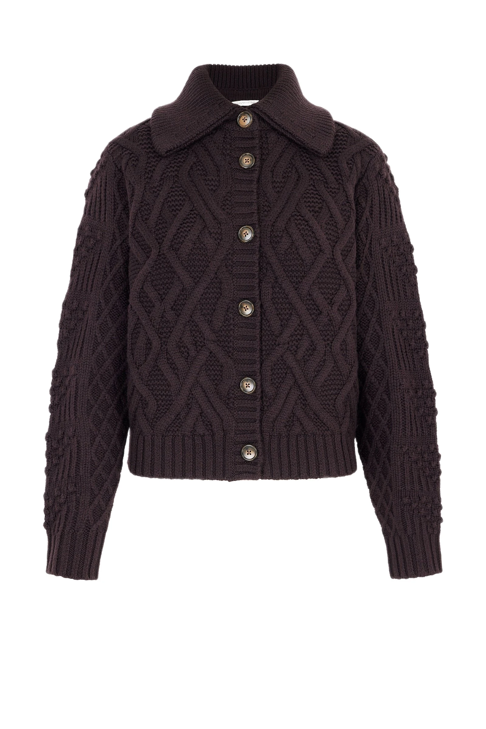 Emilia Wickstead Barney Cardigan in Chocolate Brown Cashfeel Melange Emilia Wickstead Barney Cardigan in Chocolate Brown Cashfeel Melange | Luxury Shoes
