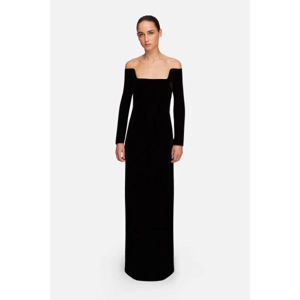 Emilia Wickstead Birch Dress in Black Velvet | Maxi Dresses | Luxury Shoes 