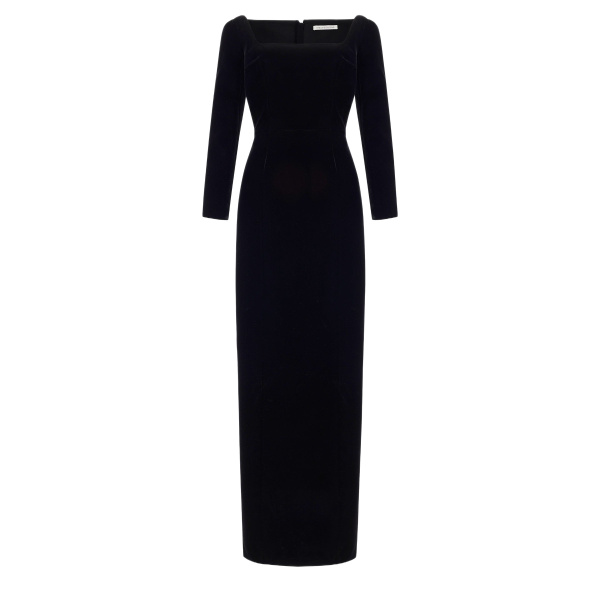 Emilia Wickstead Birch Dress in Black Velvet | Luxury Shoes 