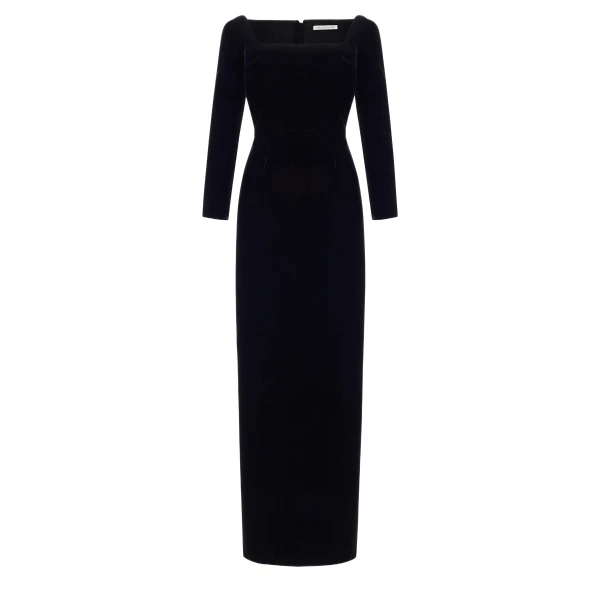 Emilia Wickstead Birch Dress in Black Velvet | Luxury Shoes 