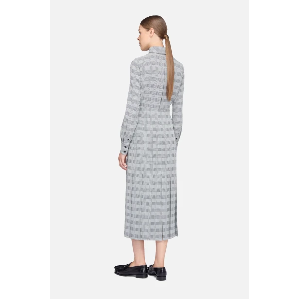 Emilia Wickstead Caliste Dress in Black & White Prince of Wales Check | Midi Dresses | Luxury Shoes 