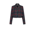 Emilia Wickstead Chapel Jacket in Red & Green Flocked Check | Luxury Shoes 